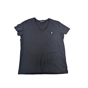 Polo Ralph Lauren Black V Neck T Shirt - Womens XL Short Sleeve